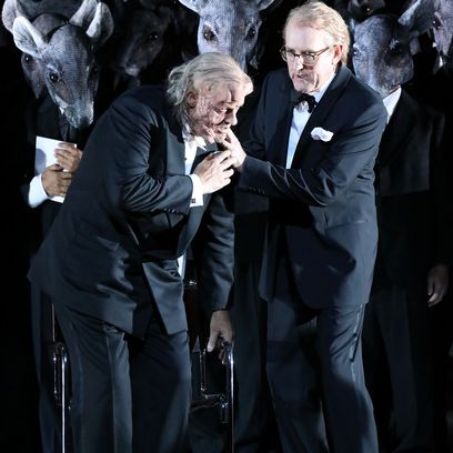 Die Gezeichneten: John Daszak (Alviano Salvago), Alastair Miles (Lodovico Nardi),Chor der Bayerischen Staatsoper