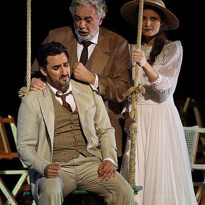 La Traviata: Charles Castronovo (Alfredo Germont), Placido Domingo (Giorgio Germont), Sandra M&uuml;hlbauer