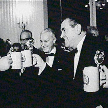 People celebrating at the ceremony in 1963