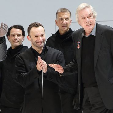 Hans Neuenfels und Kirill Petrenko nach der Urauff&uuml;hrung von SOUTH POLE