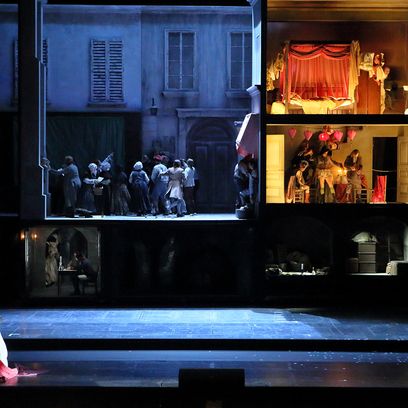 Andrea Chénier: Tim Kuypers (Mathieu), Chor der Bayerischen Staatsoper, 2. Bild