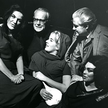 Set design featuring singers from &ldquo;The Woman Without a Shadow&rdquo;